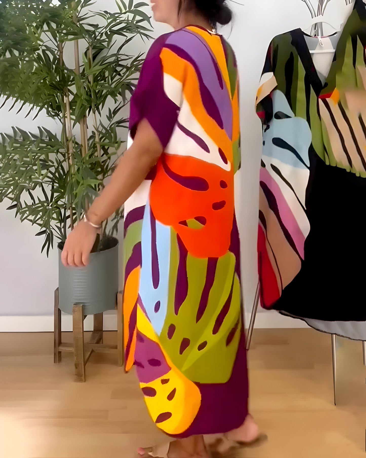 Leafara™ - Lässiges Kleid mit buntem Blattdesign