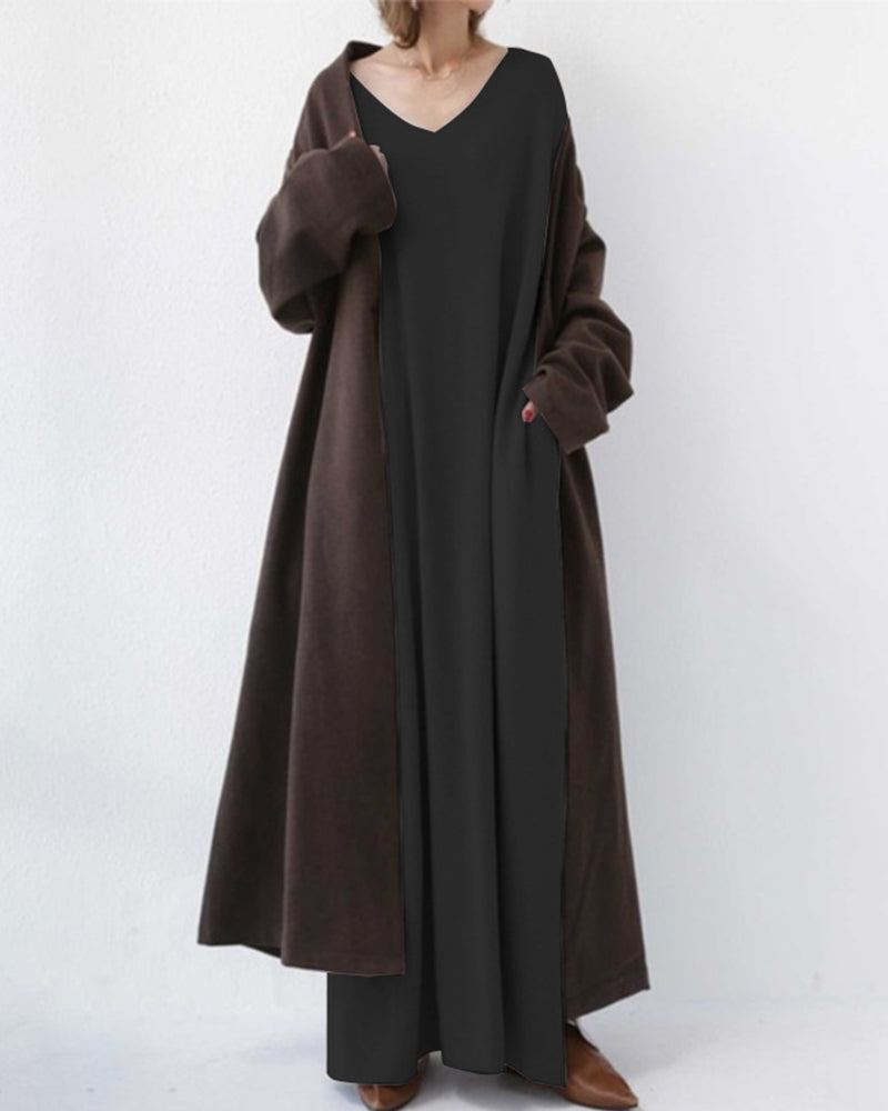 Serenya™ - Stilvolles Kleid mit langen Ärmeln und V-Ausschnitt