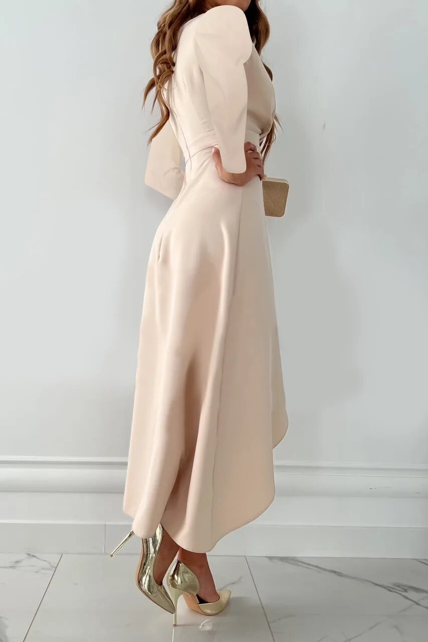 Jurey™ – Stilvolles Midikleid mit V-Ausschnitt und Schlitz