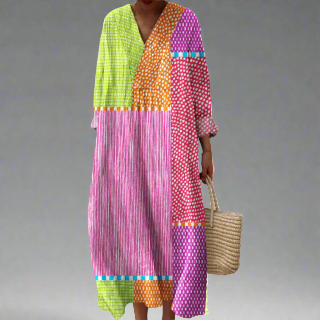 Ruby™ - Maxikleid mit Patchwork-Design und Punkten