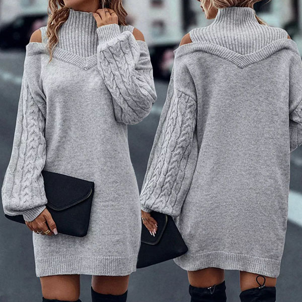 Laira™ – Hochkragenkleid mit Zopfmuster