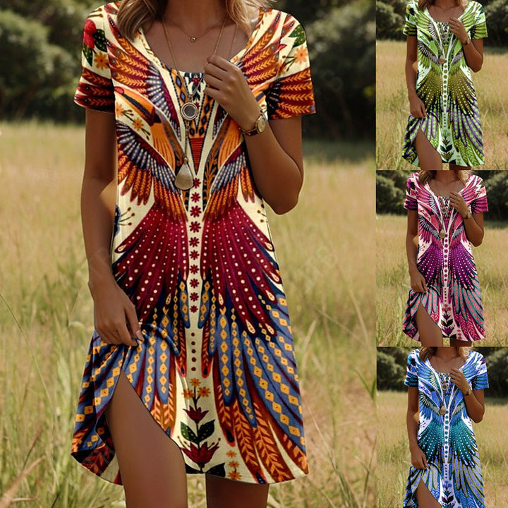 Isla™ – Kleid mit Rundhalsausschnitt und indisch inspiriertem Muster