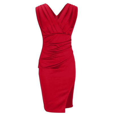 Regalia™ – Elegantes V-Ausschnitt Kleid mit figurbetontem Schnitt und Schlitz