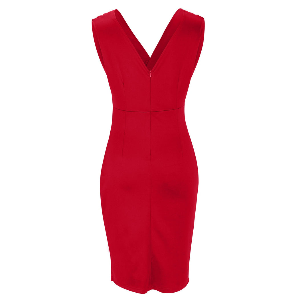 Regalia™ – Elegantes V-Ausschnitt Kleid mit figurbetontem Schnitt und Schlitz