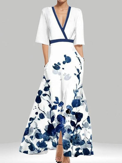 Lea | Elegantes Maxi-Kleid-Ensemble mit Halbarm im Strand-Glamour-Stil