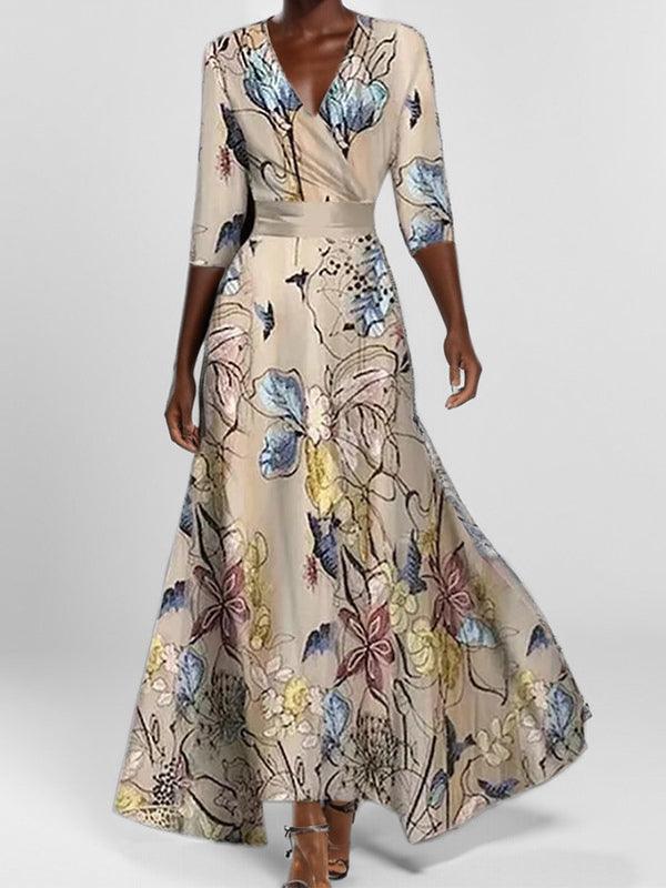 Lea | Elegantes Maxi-Kleid-Ensemble mit Halbarm im Strand-Glamour-Stil