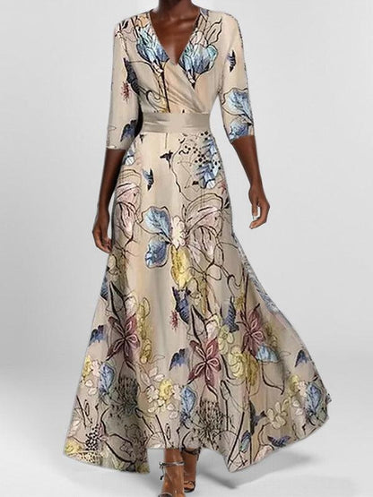 Lea | Elegantes Maxi-Kleid-Ensemble mit Halbarm im Strand-Glamour-Stil