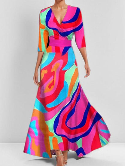 Lea | Elegantes Maxi-Kleid-Ensemble mit Halbarm im Strand-Glamour-Stil