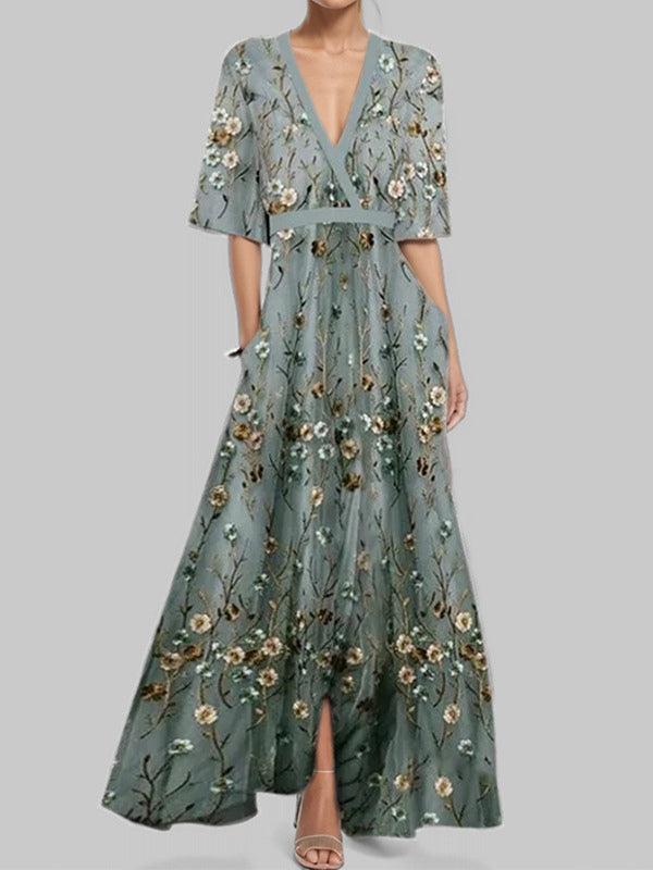 Lea | Elegantes Maxi-Kleid-Ensemble mit Halbarm im Strand-Glamour-Stil