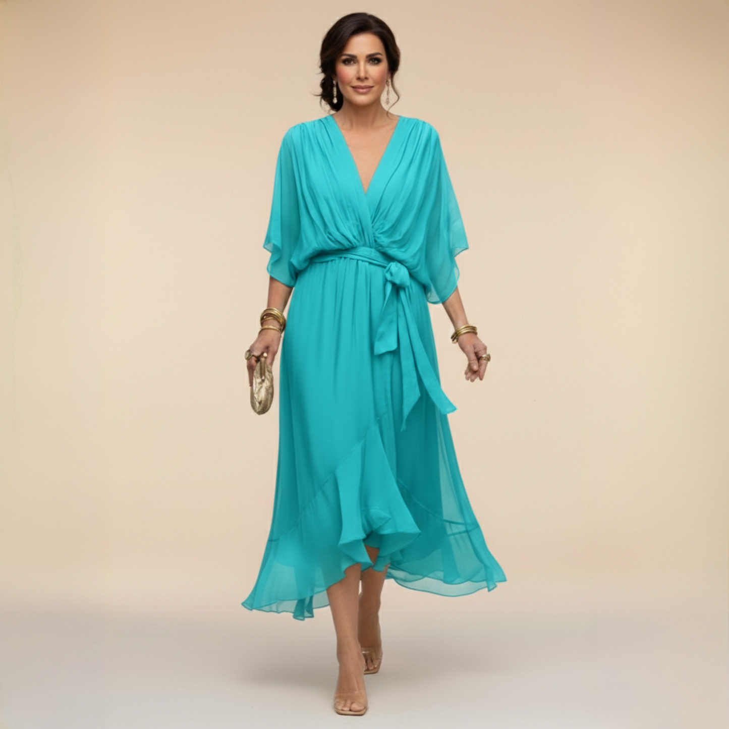 Sommerfeld | Elegantes Midikleid mit V-Ausschnitt