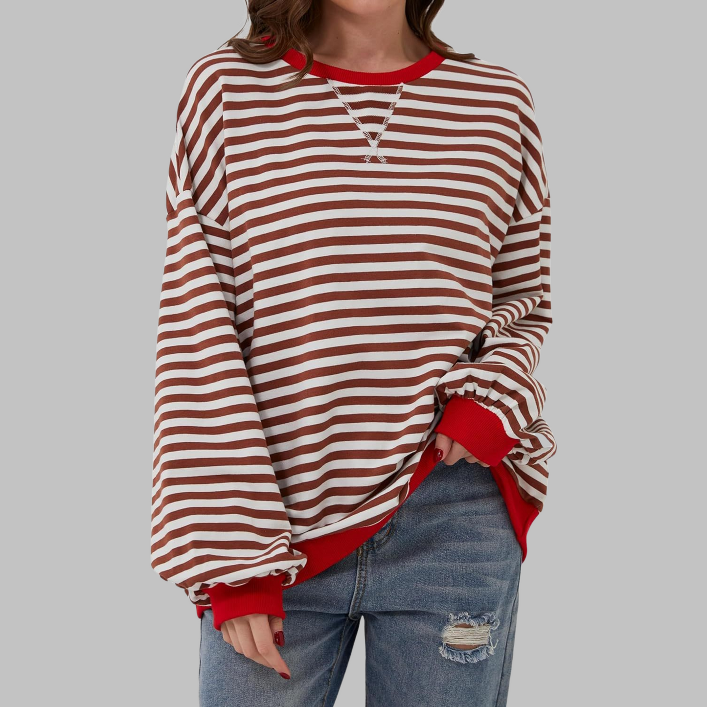 Sommerfeld | Gestreiftes Langarm-Sweatshirt mit Rundhalsausschnitt – Kaufen Sie eins, erhalten Sie eins gratis!