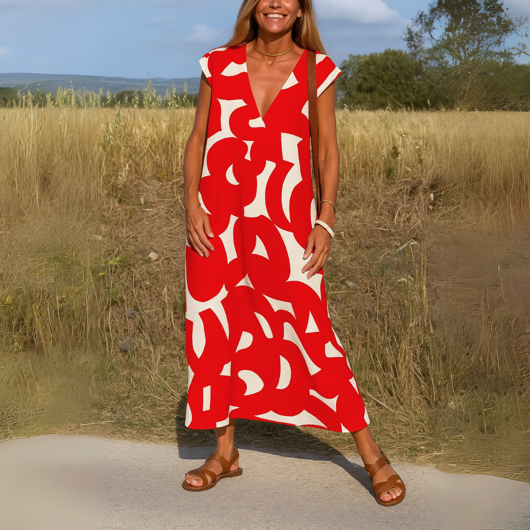 Azura™ – Bequemes, Fließendes Kleid im Ibiza-Stil mit V-Ausschnitt