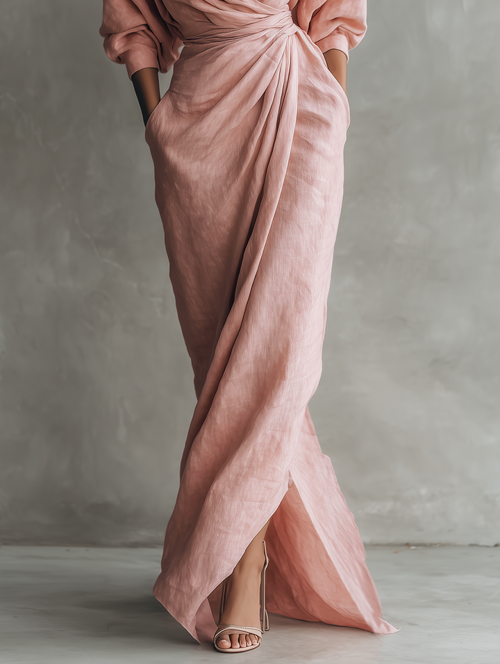 Savenora | Rosa Maxi Kleid V-Hals