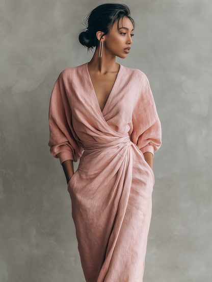 Savenora | Rosa Maxi Kleid V-Hals
