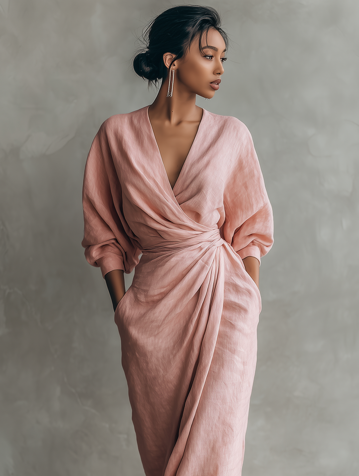 Savenora | Rosa Maxi Kleid V-Hals