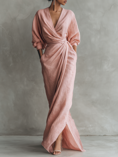 Savenora | Rosa Maxi Kleid V-Hals