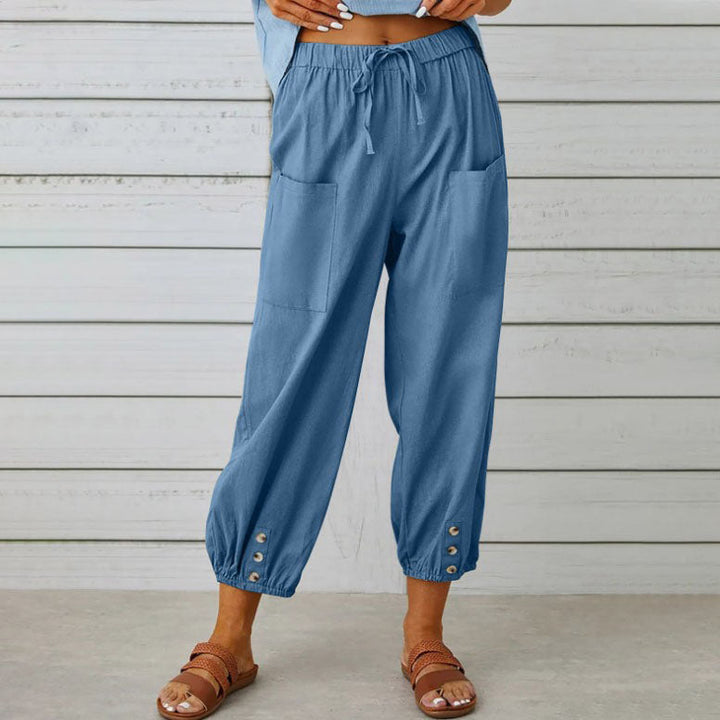 Sommerfeld | Weite Damenhose aus Baumwoll-Leinen-Mix