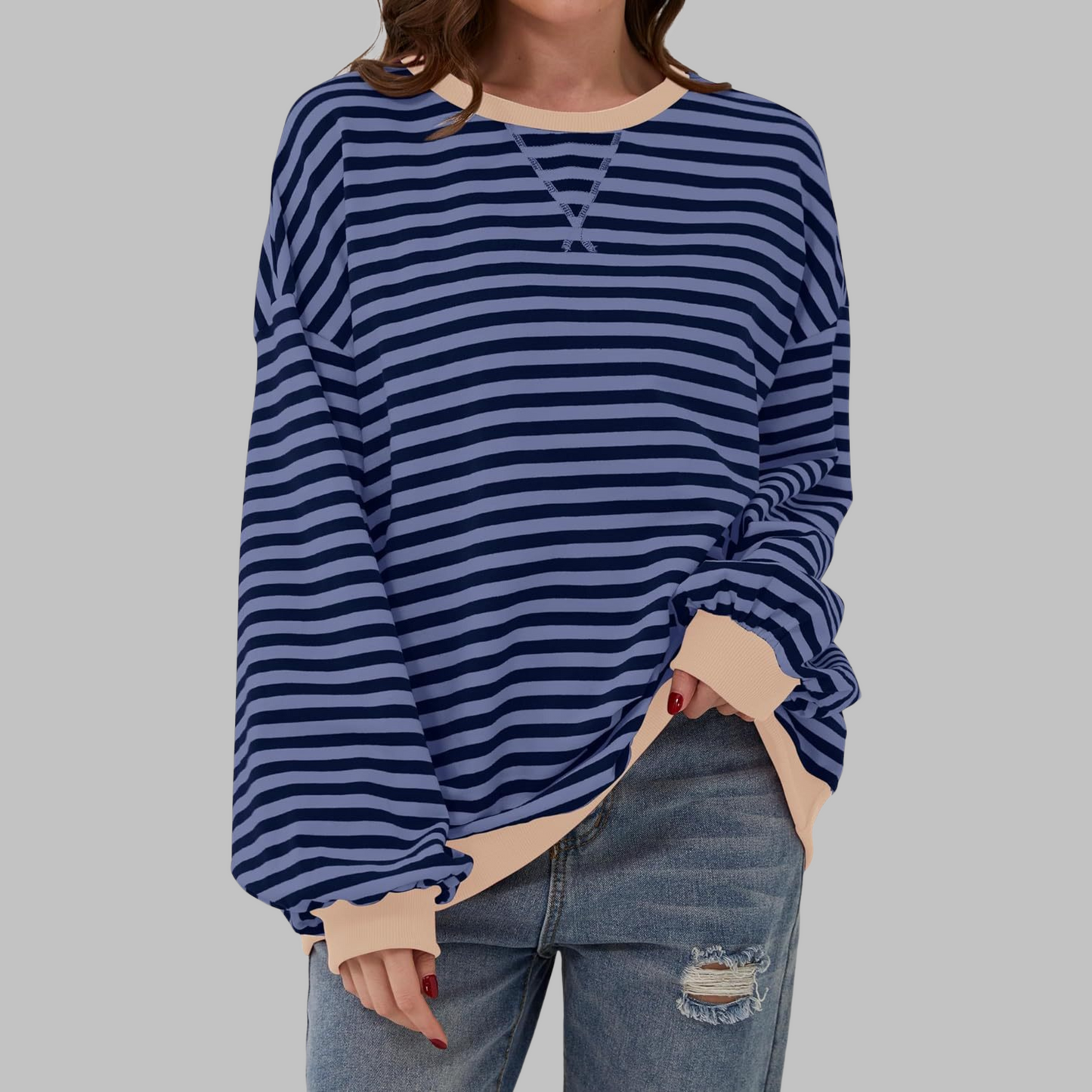Sommerfeld | Gestreiftes Langarm-Sweatshirt mit Rundhalsausschnitt – Kaufen Sie eins, erhalten Sie eins gratis!