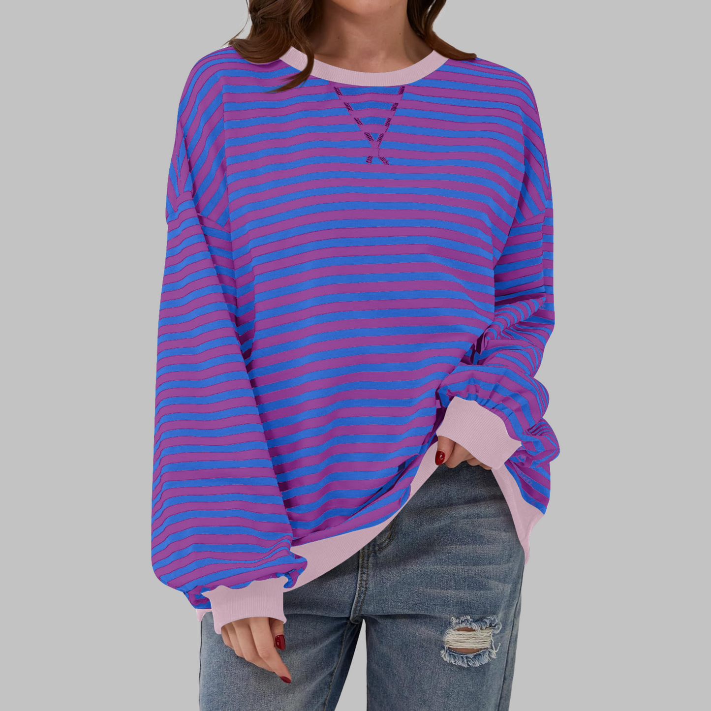 Sommerfeld | Gestreiftes Langarm-Sweatshirt mit Rundhalsausschnitt – Kaufen Sie eins, erhalten Sie eins gratis!