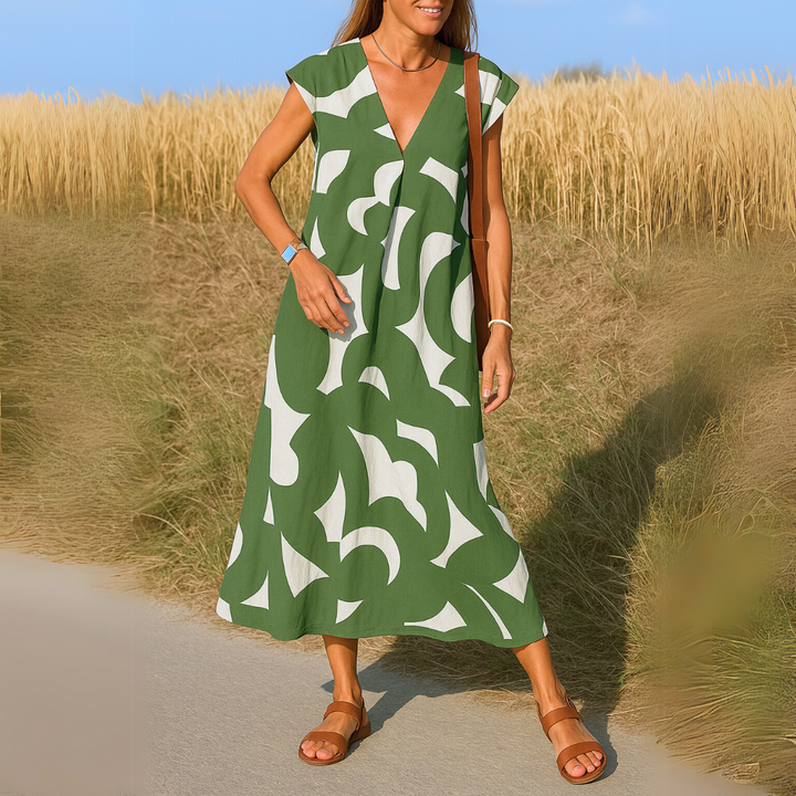 Azura™ – Bequemes, Fließendes Kleid im Ibiza-Stil mit V-Ausschnitt