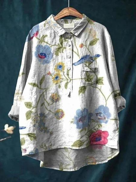 Alodia | Vintage Französische Bluse im Floralen Design