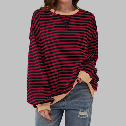 Sommerfeld | Gestreiftes Langarm-Sweatshirt mit Rundhalsausschnitt – Kaufen Sie eins, erhalten Sie eins gratis!