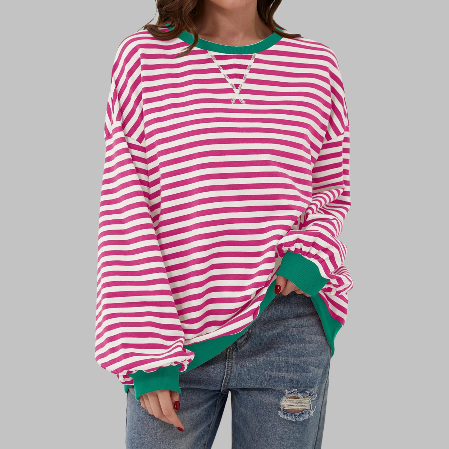 Sommerfeld | Gestreiftes Langarm-Sweatshirt mit Rundhalsausschnitt – Kaufen Sie eins, erhalten Sie eins gratis!