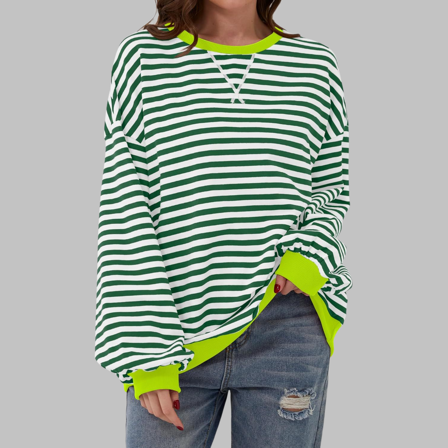 Sommerfeld | Gestreiftes Langarm-Sweatshirt mit Rundhalsausschnitt – Kaufen Sie eins, erhalten Sie eins gratis!