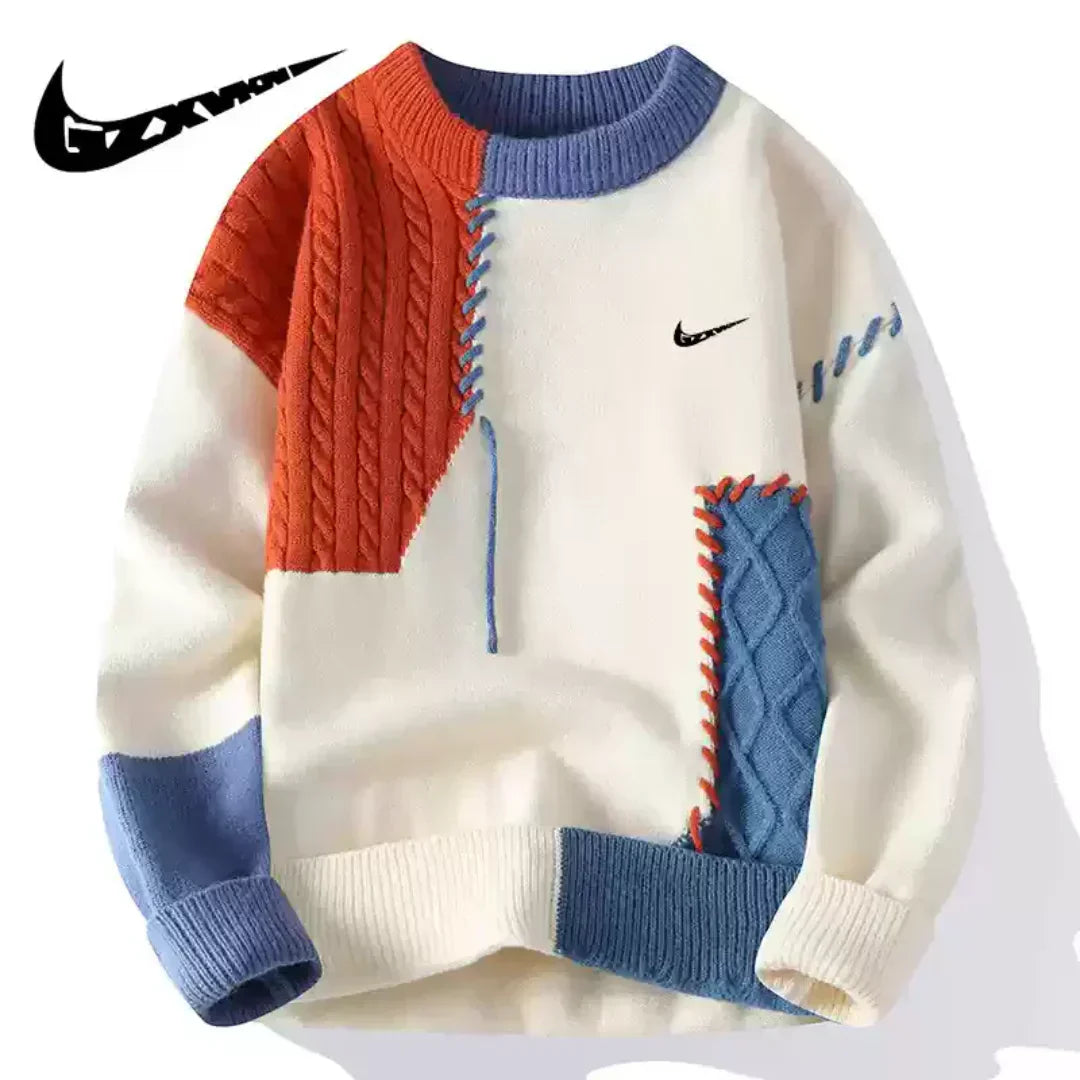 Patchwork Herren Strickpullover