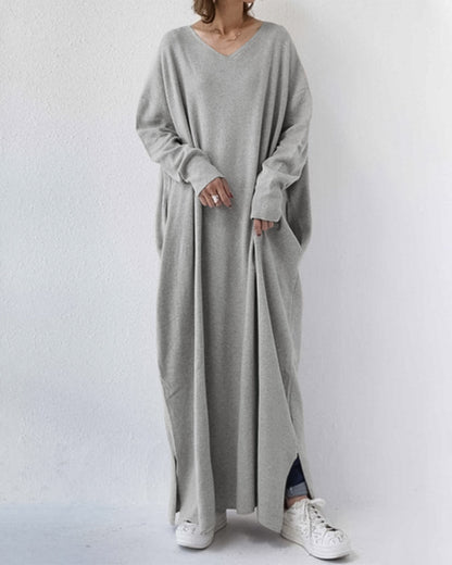 Serenya™ - Stilvolles Kleid mit langen Ärmeln und V-Ausschnitt