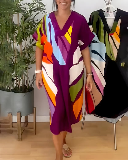 Leafara™ - Lässiges Kleid mit buntem Blattdesign