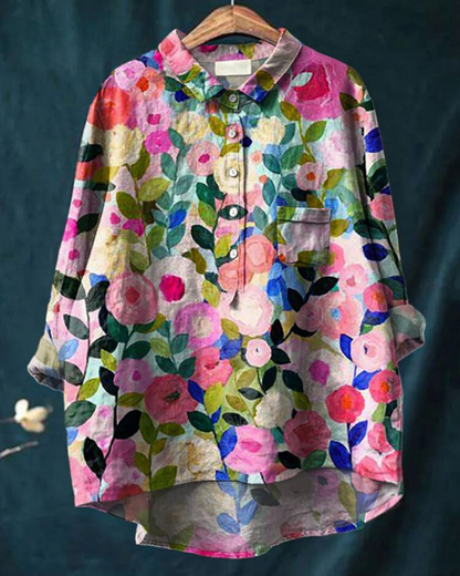 Alodia | Vintage Französische Bluse im Floralen Design