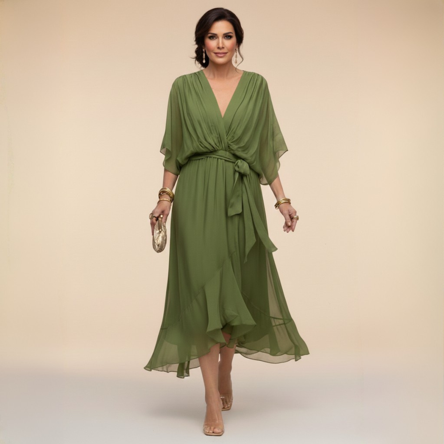 Sommerfeld | Elegantes Midikleid mit V-Ausschnitt
