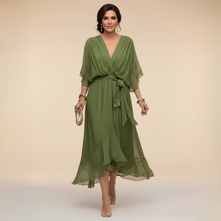 Sommerfeld | Elegantes Midikleid mit V-Ausschnitt