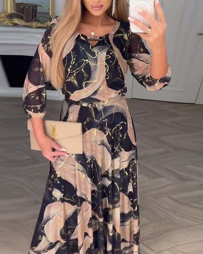 Verelle™ – Stilvolles Kleid mit Print und 3/4-Ärmeln