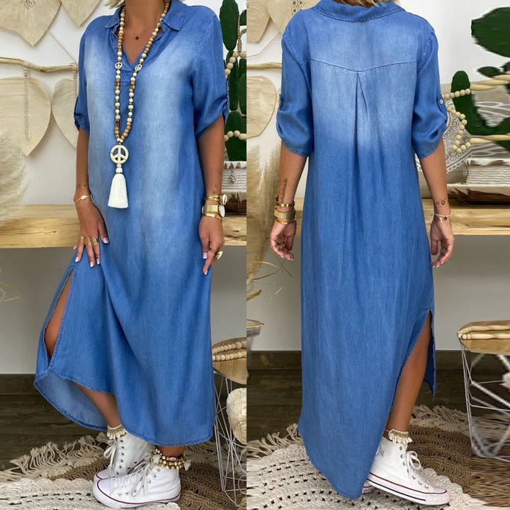 Andrea™ – Langes Jeanskleid mit Seitenschlitz