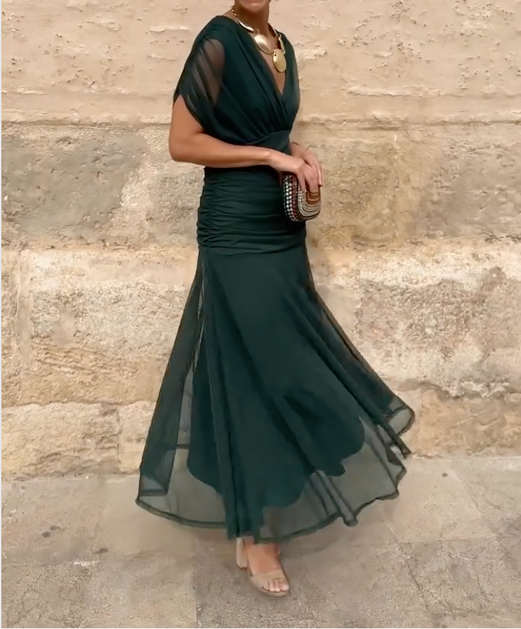 Lady™ - Elegantes V-Ausschnitt Maxikleid für festliche Anlässe