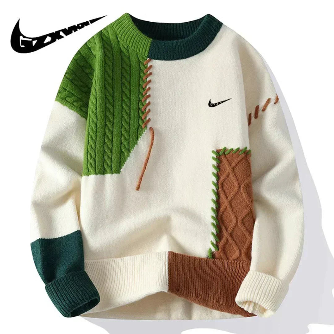 Patchwork Herren Strickpullover
