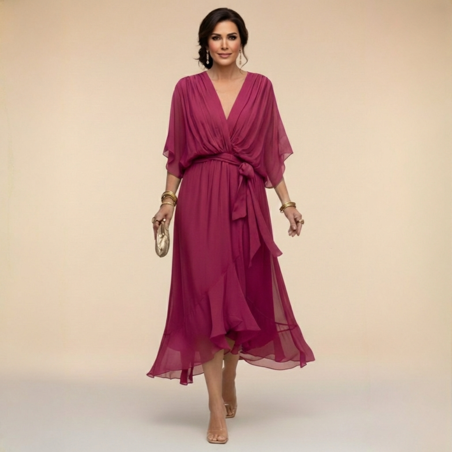 Monica - V-Neck Chiffon Dress