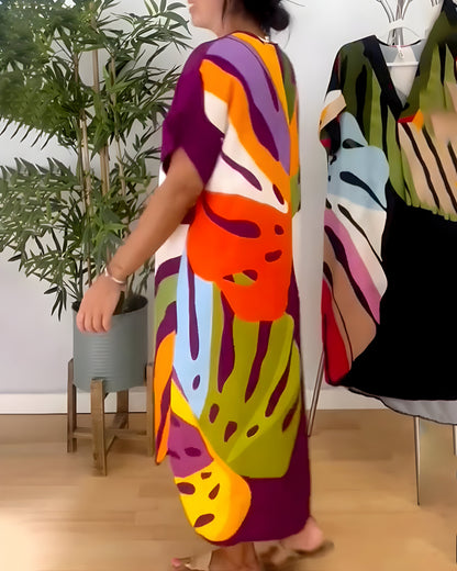 Leafara™ - Lässiges Kleid mit buntem Blattdesign