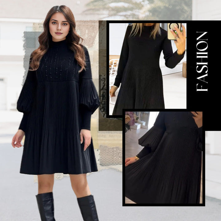 Avelyn™ - Elegantes Plisseekleid mit trendigen Laternenärmeln für Damen