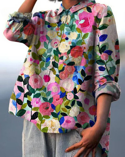 Alodia | Vintage Französische Bluse im Floralen Design