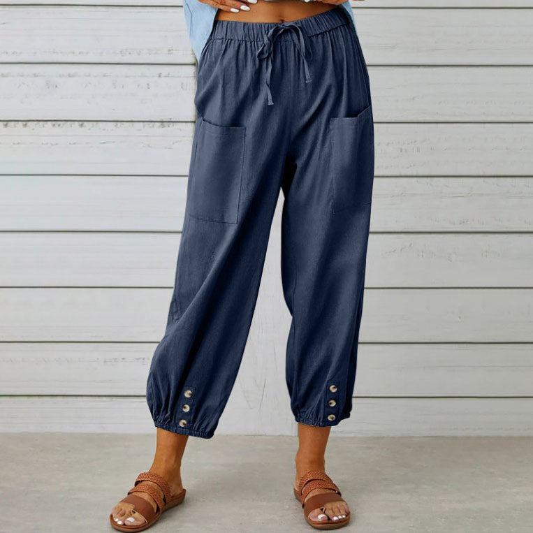 Sommerfeld | Weite Damenhose aus Baumwoll-Leinen-Mix