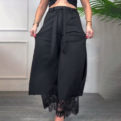 Sommerfeld | Elegante Weitbein-Hose mit Transparentem Spitzenakzent
