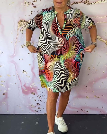 Roya™ - Buntes Kleid mit V-Ausschnitt