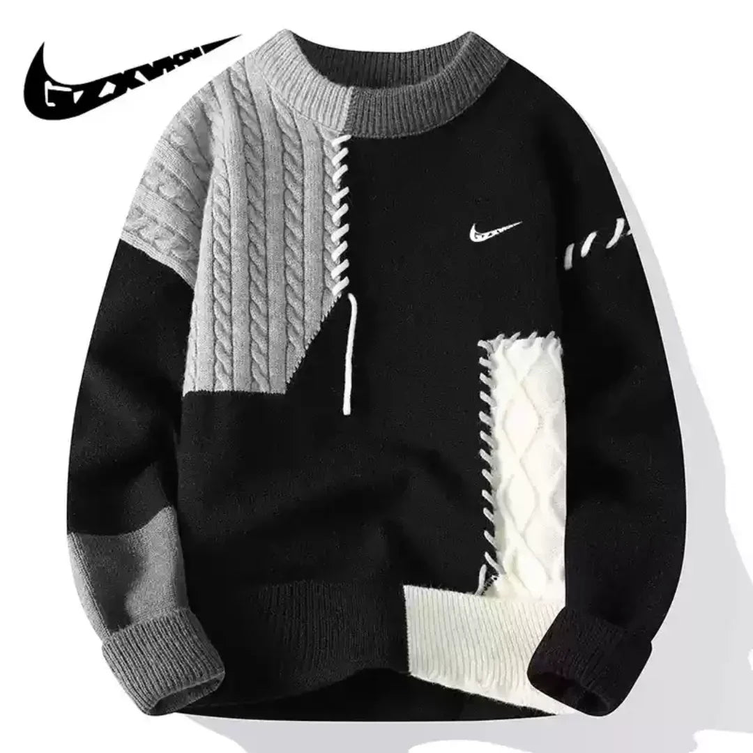 Patchwork Herren Strickpullover
