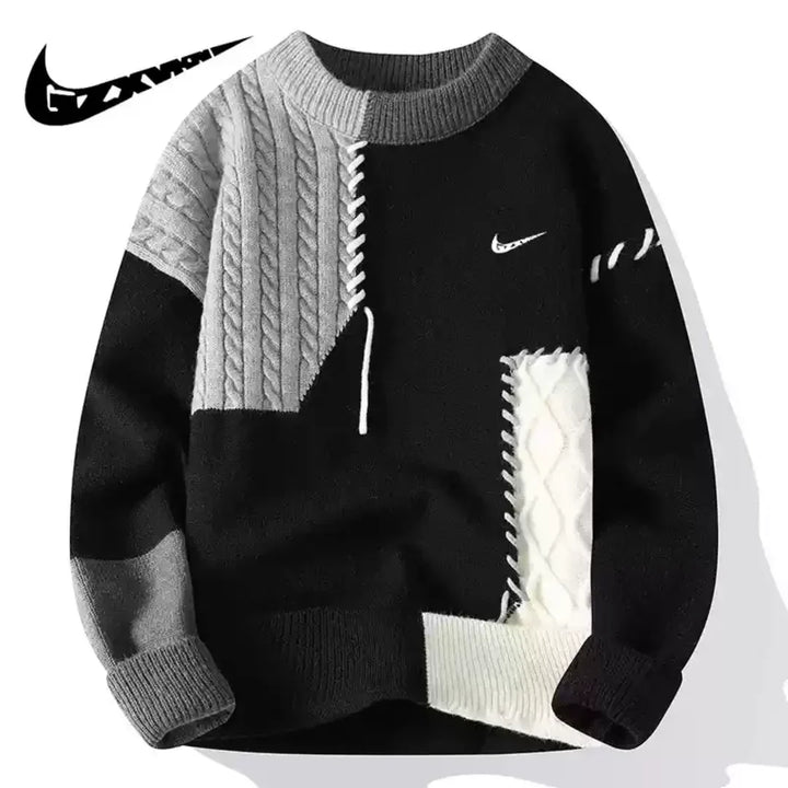 Patchwork Herren Strickpullover