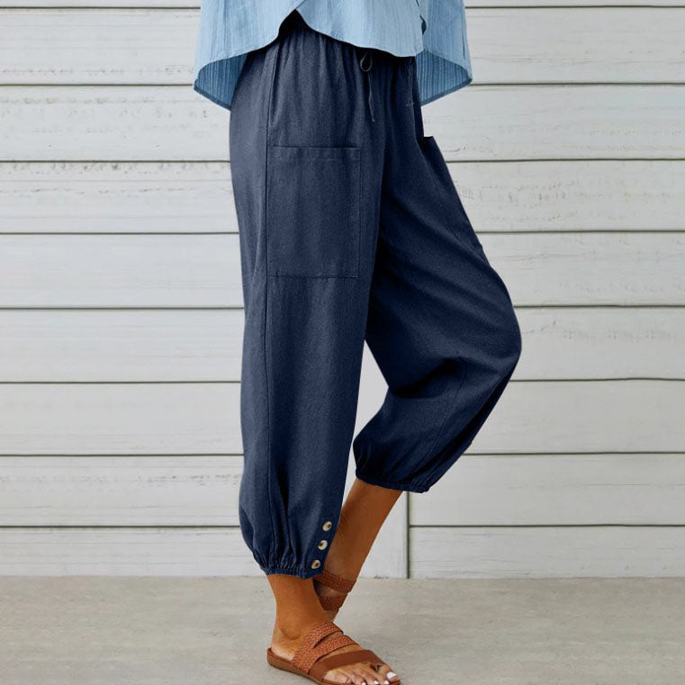 Sommerfeld | Weite Damenhose aus Baumwoll-Leinen-Mix