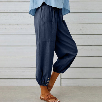 Sommerfeld | Weite Damenhose aus Baumwoll-Leinen-Mix