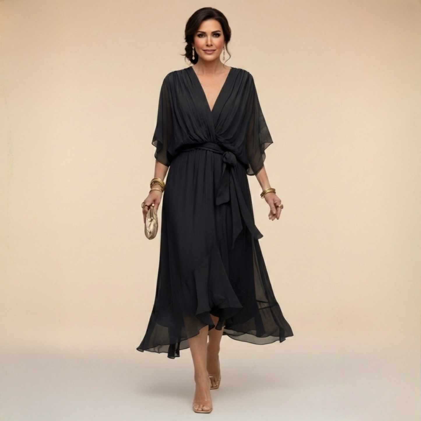 Sommerfeld | Elegantes Midikleid mit V-Ausschnitt